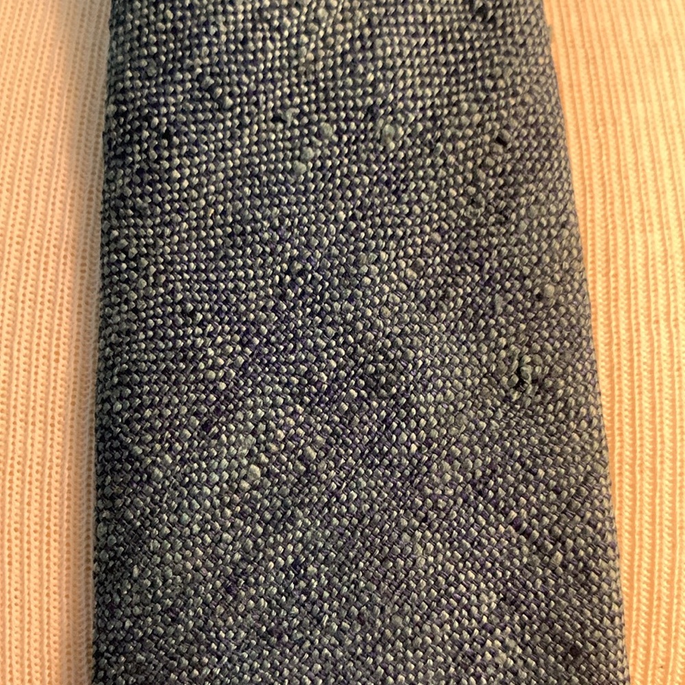 70’s TEAL BLUE RAW SILK NECKTIE FROM CAROL CRAVATS OF NEWBURYPORT ST., BOSTON MA - Picture 3 of 13